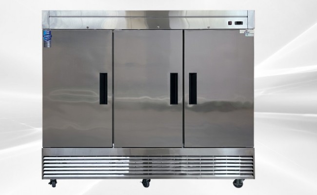 NSF Reach In Three Door Refrigerator SS interior D83R